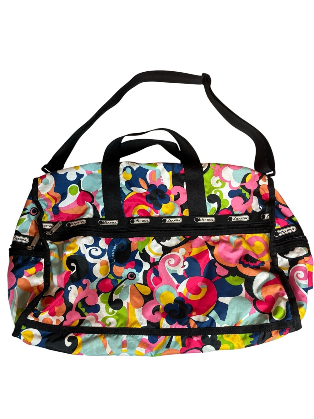Le Sportsac Chic Emilio Pucci Vibrant Boho Swirl Duffel Bag